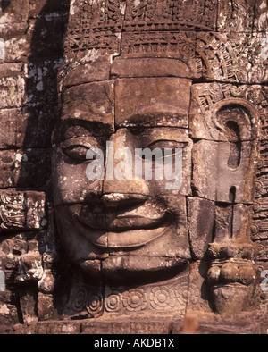 Volti di Avalokiteshvara, tempio Bayon, Angkor Thom, Siem Reap, Cambogia Foto Stock