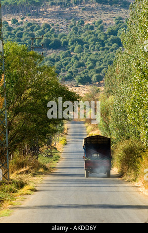 Carrello viaggia ina strada remoto nella valle Beqaa Libano Medio Oriente Asia Foto Stock