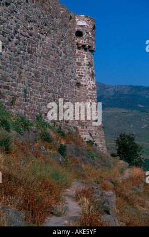 Europa, Griechenland, Lesbo, Molyvos (Mythymna, Mithymna, Methymna), genuesische Festung am Akropolis-Hügel Foto Stock