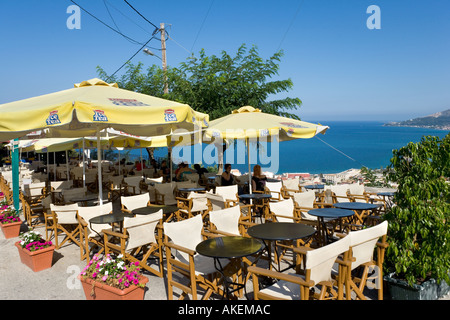 Caffetteria con vista panoramica in Bochali, Zante, Zacinto (Zante), Isole Ionie, Grecia Foto Stock