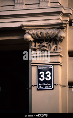 Lettland, Riga, Elizabetes Iela 33, Mietshaus mit Geschäften (1901) von Michail Eisenstein Foto Stock