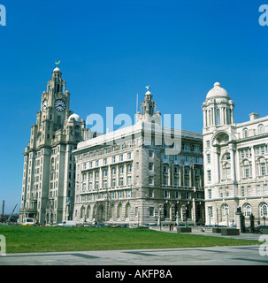 Royal Liver Building pier testa zona quartiere di merseyside città di Liverpool England gran bretagna solo uso editoriale Foto Stock