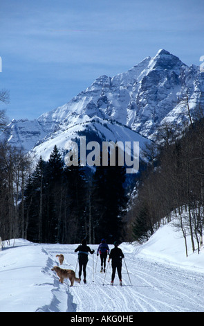 Stati Uniti d'America, colorado, Aspen, langläufer im tal der Lazy 7 Ranch, Foto Stock