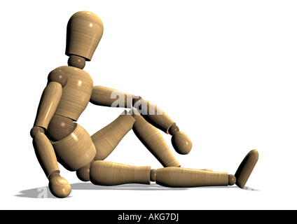 Raccordare la bambola rilassante sitzt Gliederpuppe Foto Stock