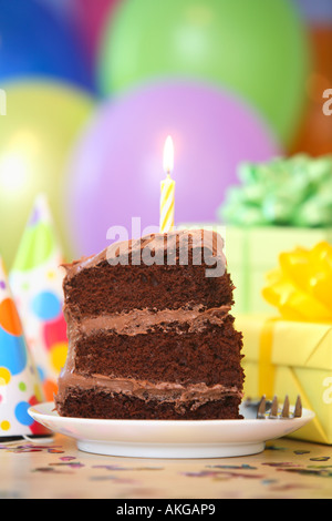 Pezzo di torta di compleanno Foto Stock