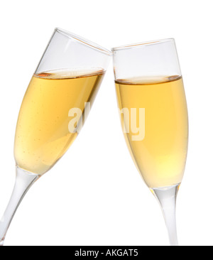 Bicchieri da champagne la tostatura Foto Stock