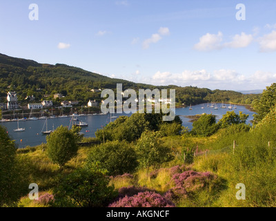 Tarbert Harbour e Loch Fyne dal castello a Tarbert Scozia Argyll Foto Stock