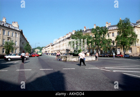 Laura luogo e Fontana alla fine del Great Pulteney Street nella vasca da bagno Foto Stock