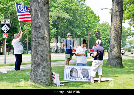 Anti-bush cnd protesta a Port Huron michigan mi Foto Stock