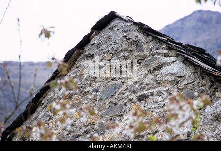 Cresta del tetto in Taull village Catalogna Spagna Foto Stock