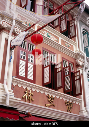 Singapore Chinatown facciata della casa Foto Stock
