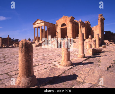 Tunisia Sbeitla rovine Romane Forum Foto Stock