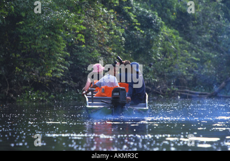 La fauna in barca sul fiume Menggul Borneo Malaysia Foto Stock