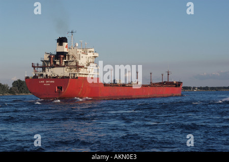 Lago freighter entra nella St Clair fiume alla foce del Lago Huron a Port Huron Michigan e Sarnia Ontario Canada Foto Stock