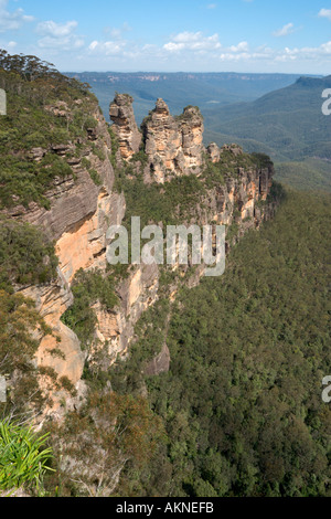 Le tre sorelle dal punto di eco, Blue Mountains, Nuovo Galles del Sud, Australia Foto Stock