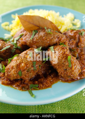 Un piatto di agnello koftas con riso allo zafferano indiano cibo editoriale Foto Stock