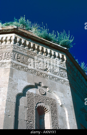 Mausoleo di Halima Hatun, Gevash, Turchia, dettaglio della scultura in pietra Foto Stock