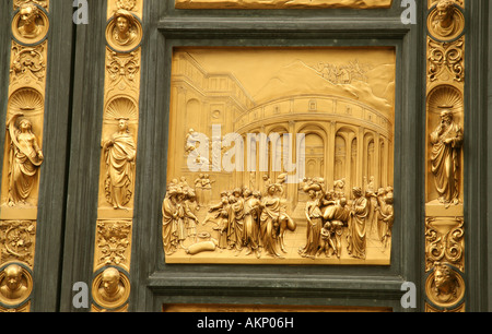 "Porte del Paradiso" o "Porte del Paradiso", porte Est, di Lorenzo Ghiberti, Giuseppe Pannello Battistero - Firenze Italia Foto Stock