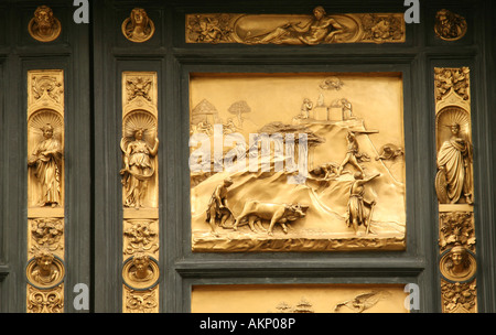 "Porte del Paradiso" o "Porte del Paradiso", porte Est, di Lorenzo Ghiberti, Caino e Abele pannello, - "porte del paradiso" o "Porte del Paradiso", EAS Foto Stock