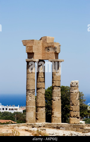 Rimane Applo Pizio tempio la divinità patrono della città sulla vetta del Monte Smith Rodi Rodi Grecia Foto Stock