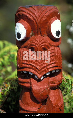 Rotorua Maori carving Foto Stock