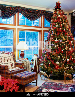 Home interior decorated for Christmas Foto Stock