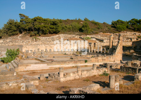 Le rovine del tempio dorico nell'antica Kamiros, l' Isola di Rodi Foto Stock