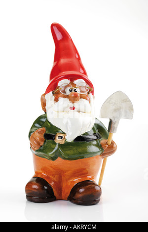 Gnomo da giardino con spade, close-up Foto Stock