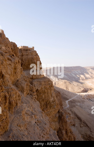 Vista verso ovest del Deserto della Giudea dal re Erode roccaforte di montagna Foto Stock