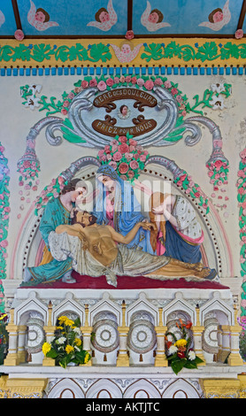 'Mère des Douleurs' pannello al "Chapelle de Sainte-Thérèse' a 'l'Église de Sainte-Anne' vicino a 'Saint Benoît', 'Réunion " Foto Stock