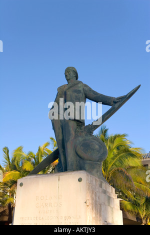 Statua di 'Roland Garros' aviatore francese dalla I Guerra Mondiale - 'Saint-Denis', 'Réunion " Foto Stock