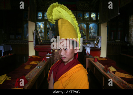 Monaci Tibetani a Kathmandu in Nepal la maggioranza dei monaci in Nepal sono rifugiati provenienti dal Tibet e vivono nei monasteri in Nepal Foto Stock