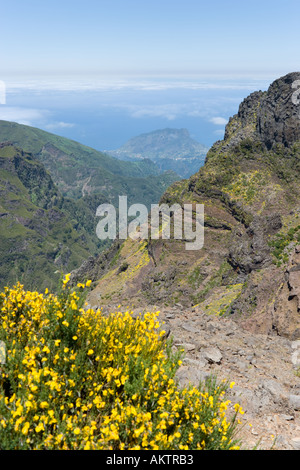 La vista dalla Pico de Arieiro viewpoint nelle montagne di Madeira, Portogallo Foto Stock