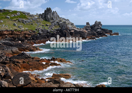 Costa e a testa di Peninnis, St Mary, isole Scilly, off Cornish Coast, Inghilterra Foto Stock