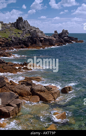 Costa e a testa di Peninnis, St Mary, isole Scilly, off Cornish Coast, Inghilterra Foto Stock