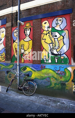 I graffiti sulla parete in Amsterdam street Foto Stock