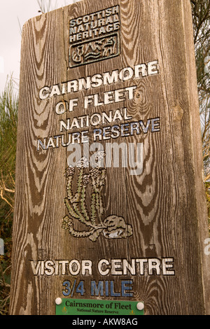 Scozzese patrimonio naturale sul segno posto all'entrata di Cairnsmore flotta di riserva naturale Galloway Scotland Regno Unito Foto Stock