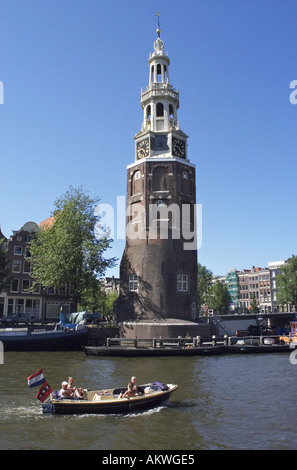 Torre Montelbaanstoren in Amsterdam Foto Stock