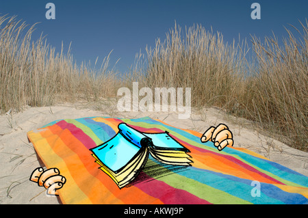 L'uomo che giace sotto un asciugamano close-up Foto Stock