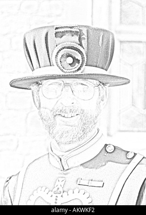 Tradizionale beefeater uomo in uniforme Torre di Londra Londra Inghilterra illustrazione della foto Foto Stock