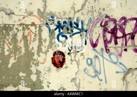 Graffiti graffitti sulla parete di decadimento di trama vernice spray che guevara icona logo graphic design Foto Stock