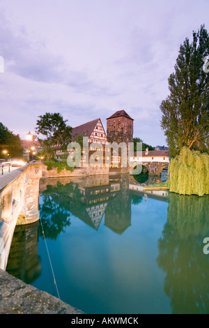 Germania, Norimberga, antica torre di acqua Foto Stock