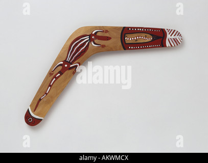 Boomerang in legno, close-up Foto Stock