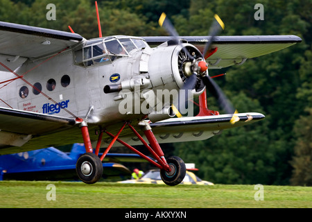 Antonov An-2, l'Europa è un grande aereo vintage incontro sul Hahnweide, Kirchheim-Teck, Baden Wuerttemberg, Germania Foto Stock