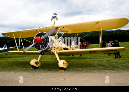 Biplano, l'Europa è un grande aereo vintage incontro sul Hahnweide, Kirchheim-Teck, Baden Wuerttemberg, Germania Foto Stock