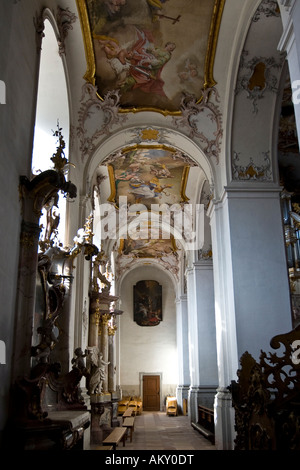 Chiesa baronale, vista interna, Amorbach, Hesse, Germania Foto Stock