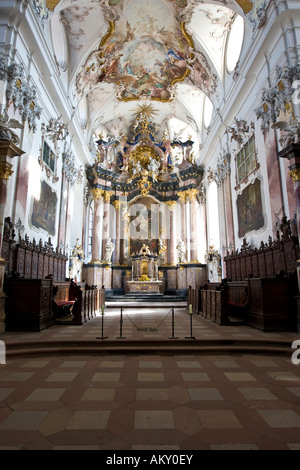 Chiesa baronale, vista interna, Amorbach, Hesse, Germania Foto Stock