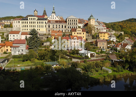 Il centro storico di Loket, Eger fiume Ohre, west Bohemia Repubblica Ceca Foto Stock