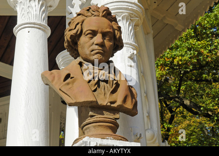 Statua di Beethoven, Frantiskovy Lazne Spa, Franzensbad, west Bohemia Repubblica Ceca Foto Stock