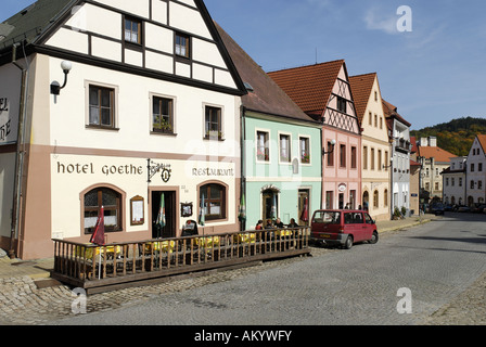 Il centro storico di Loket, Eger fiume Ohre, west Bohemia Repubblica Ceca Foto Stock